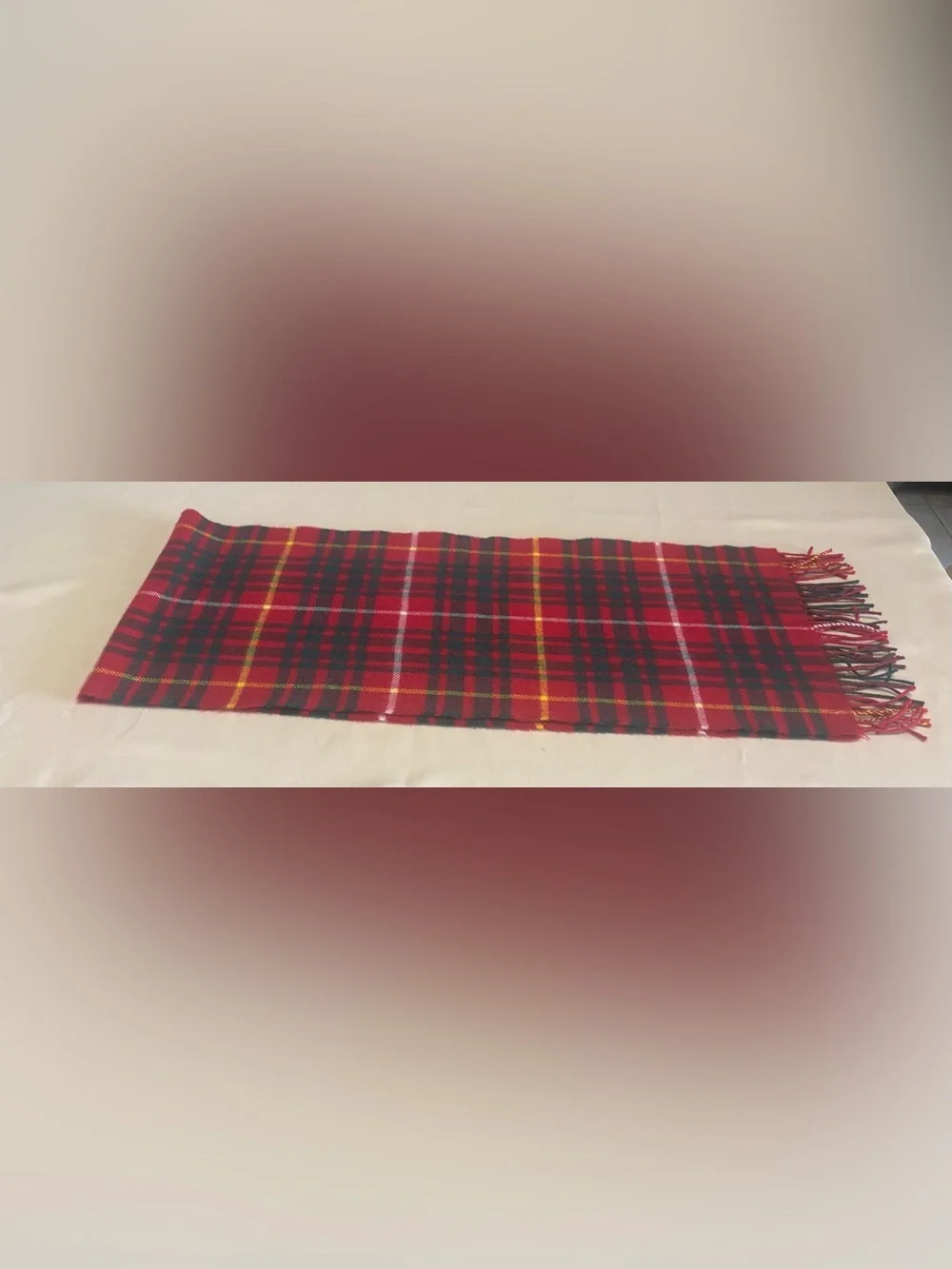Ingles Buchan 100% Lambswool Tartan Scarf 12 X 62” Scotland Fringe Red Holiday